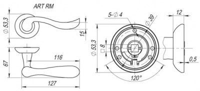 Ручка дверная ART RM AB/GP-7
