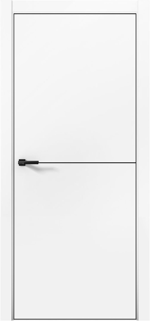 Дверь эмалит Фокс 2 белый матовый 600х2000 Al черная кромка