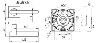 Ручка дверная BLUES KM SN/CP-3