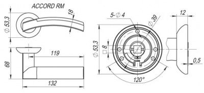 Ручка дверная ACCORD RM SN/CP-3