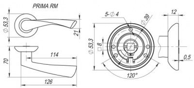 Ручка дверная PRIMA RM SN/CP-3
