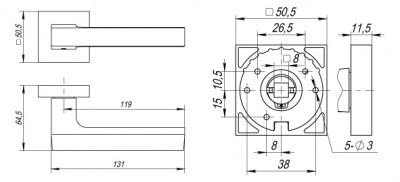Ручка дверная FLASH DM CP/WH-19 Ручка дверная FLASH DM CP/WH-19