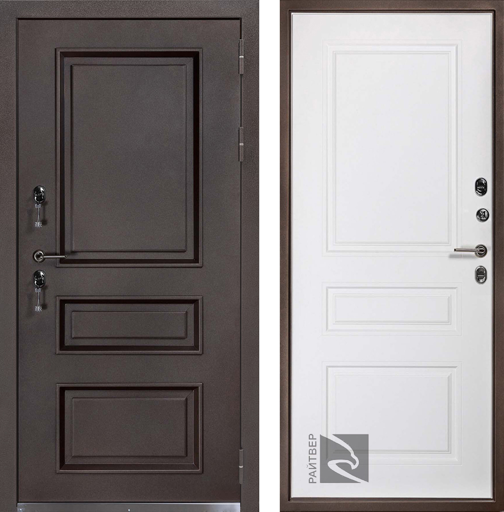 Входная дверь Прадо муар Шоко - Ясень белый 860x2050 мм - левая