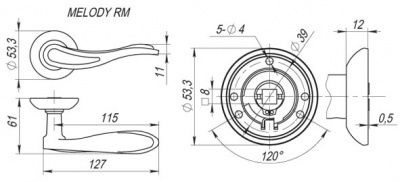 Ручка дверная MELODY RM AB/GP-7
