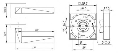 Ручка дверная DIAMOND DM SN/CP-3 Ручка дверная DIAMOND DM SN/CP-3