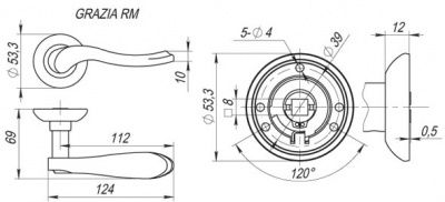 Ручка дверная GRAZIA RM AB/GP-7