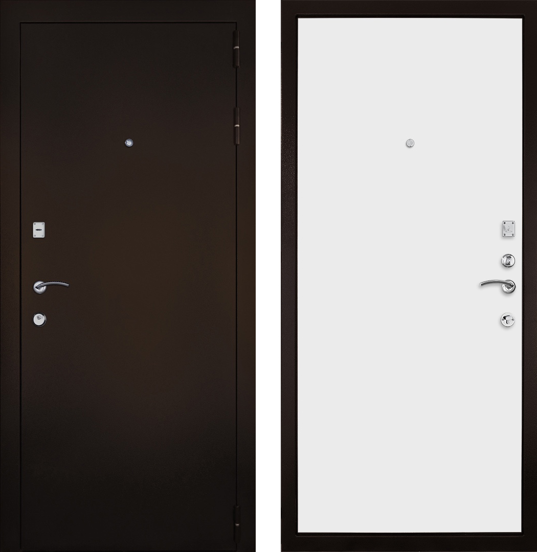 Входная дверь Гранит М1 - 03 Гладкая 6мм белый - 860x2050 мм левая