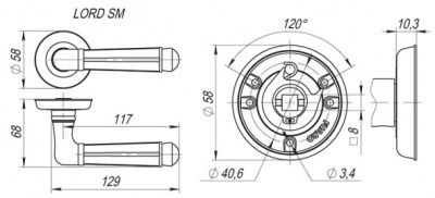 Ручка дверная LORD SM MAB-6 Ручка дверная LORD SM MAB-6