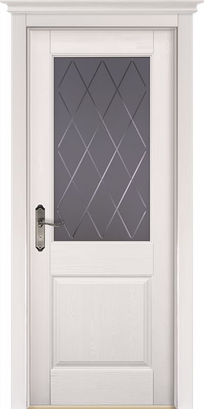 Дверь из массива сосны Элегия ДО белая эмаль 800х2000 со стеклом