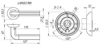 Ручка дверная LARGO RM SN/CP-3