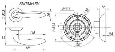 Ручка дверная FANTASIA RM SN/CP-3