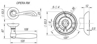 Ручка дверная OPERA RM AB/GP-7